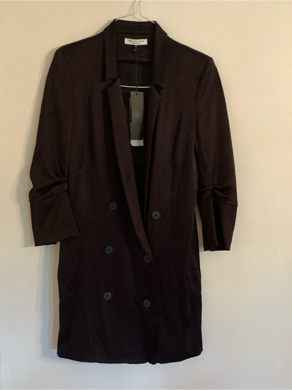NWT SIZE MED Halston  Double-Breasted Black Tuxedo Dress